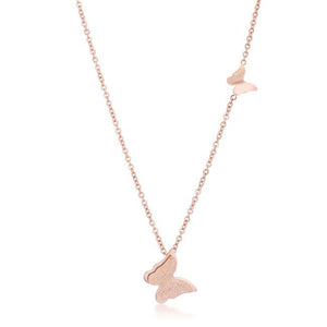 Beatrice Rose Gold Stainless Steel Delicate Butterfly Necklace - Presidential Brand (R)