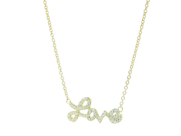 Golden Sparkling Cursive Love Necklace - Presidential Brand (R)