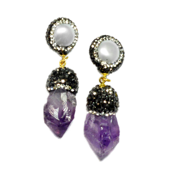 Isis Amethyst and Pearl Earrings - Presidential Brand (R)