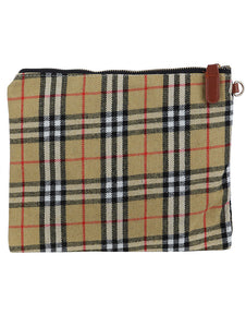 CHECKERED FABRIC CLUTCH MAKEUP POUCH - Presidential Brand (R)