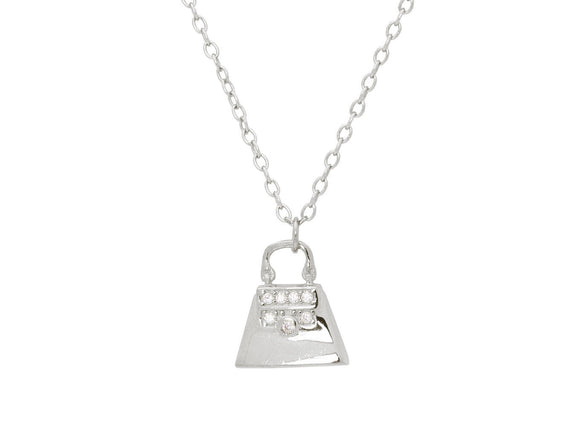 Teen Sparkling Cz Purse Pendant Necklace in Sterling Silver, 16