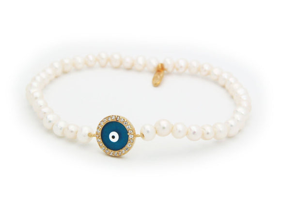 Enamel Evil Eye Pearls Bracelet - Presidential Brand (R)