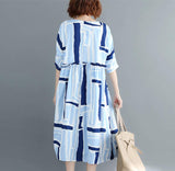 Womens Round Neck Blue Long Dress - Presidential Brand (R)