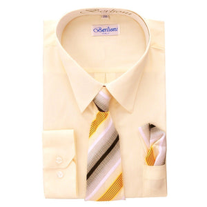 Boy's Dress Shirt/Necktie/Hanky N702-Off-White - Presidential Brand (R)