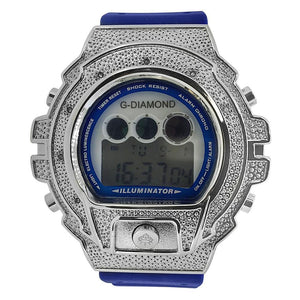 Digital Genuine .10ct Diamond Watch Blue Band - Presidential Brand (R)