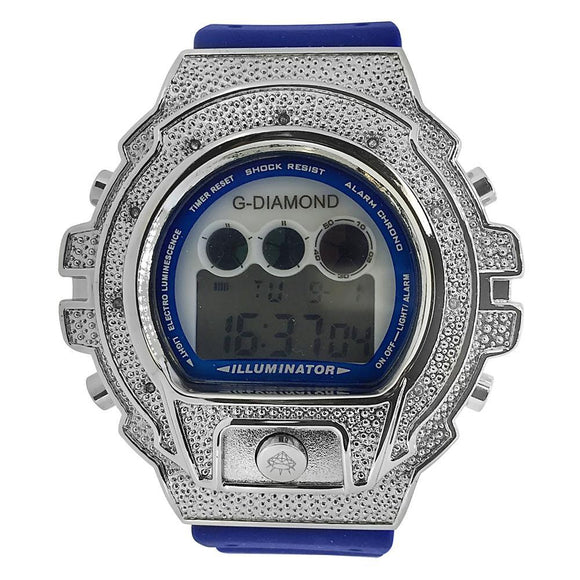 Digital Genuine .10ct Diamond Watch Blue Band - Presidential Brand (R)
