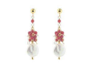 Clustered Pearls & Coral Earrings - Presidential Brand (R)