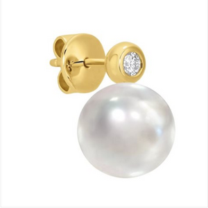 CZ Freswhater Pearl Stud Earrings - Presidential Brand (R)
