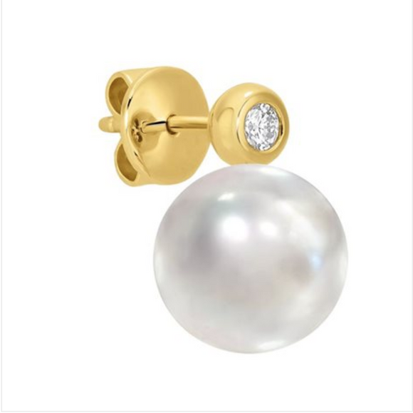 CZ Freswhater Pearl Stud Earrings - Presidential Brand (R)