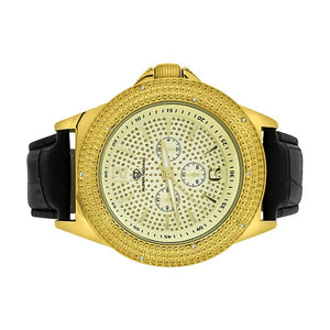 Pave Super Techno Genuine Diamond Hip Hop Watch Gold - Presidential Brand (R)