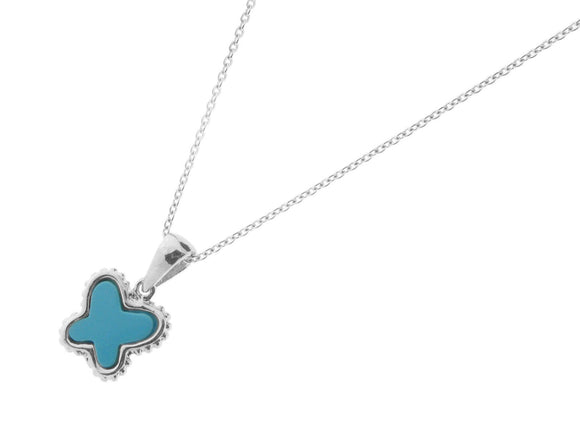 Turquoise Butterfly Pendant Necklace, 16