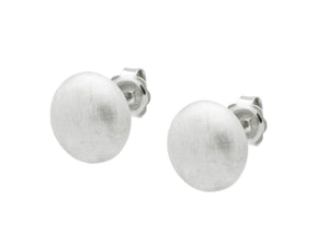 Sterling Silver Flat Ball Stud Earrings 13 mm Satin Finish - Presidential Brand (R)