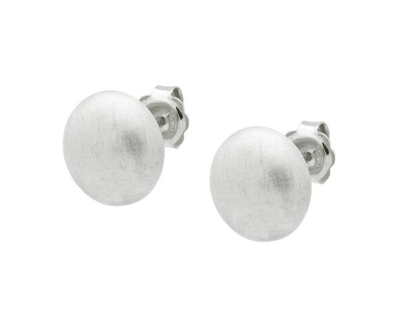 Sterling Silver Flat Ball Stud Earrings 13 mm Satin Finish - Presidential Brand (R)