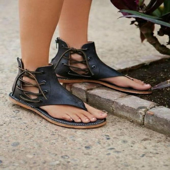 Womens Lace Up Flip Flop Gladiator Sandals - Presidential Brand (R)