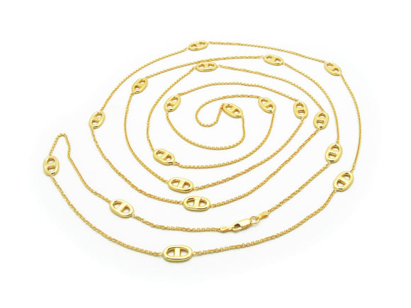 Long Golden Marine Link Necklace, 58