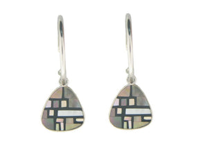Vintage Triad Mother of Pearl Hoop Earrings in 925 Sterling Silver by Fronay - Presidential Brand (R)