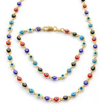 (meveye-02-j5) 18kt Brazilian Gold Filled Multicolored Evil Eye Links. - Presidential Brand (R)