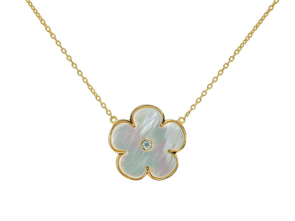 Mother of Pearl Daisy Flower Necklace - Presidential Brand (R)
