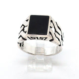 (2-5273-h9-1) Sterling Silver Men's Square Onyx Ring. - Presidential Brand (R)