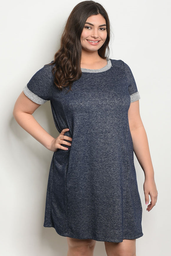 Women's Plus Size Navy Short Sleeve Jersey Tunic(6 pcs/ Bundle) - Presidential Brand (R)