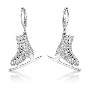 Delicate .85Ct Silvertone Ice Skate Earrings - Presidential Brand (R)