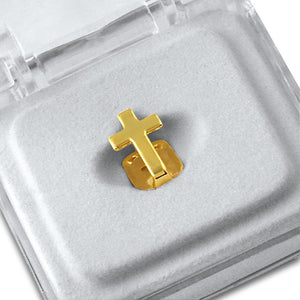 Gold Cross Single Tooth Grillz - Presidential Brand (R)