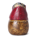 SOCOFY Retro Floral Embossed Genuine Leather Casual Slip On Platform Shoes - Presidential Brand (R)