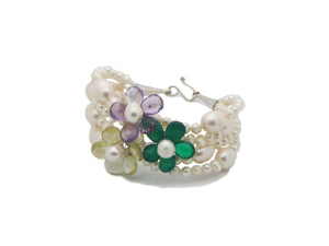 Handmade Amethyst - Jade - Citrine Freshwater Pearl Strand Bracelet - Presidential Brand (R)