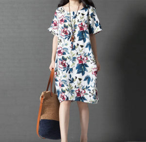 Womens Breezy Linen Floral Dress - Presidential Brand (R)