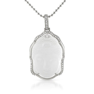 Buddha Cut Crystal Pendant Rhodium Outline - Presidential Brand (R)