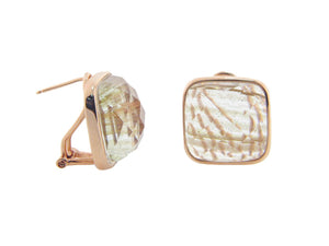 Cushion Cut Rutilated Quartz Clip Earrings in Vermeil - Presidential Brand (R)