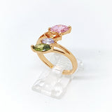 1-3107-h2 Gold Plated Multicolor CZ Ring. - Presidential Brand (R)