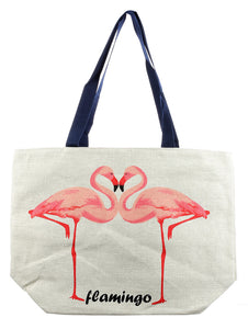 FLAMINGO PRINT STRAW BEACH TOTE - Presidential Brand (R)