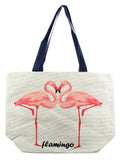 FLAMINGO PRINT STRAW BEACH TOTE - Presidential Brand (R)