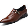 Men Solid Color Folds Comfy Microfiber Leather Non Slip Formal Shoes - Presidential Brand (R)