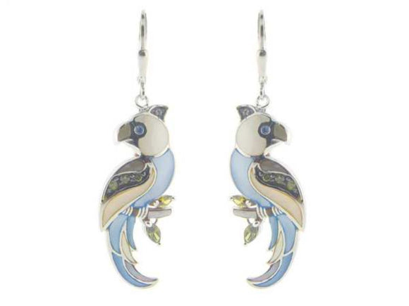 FRONAY COLLECTION Mother of Pearl Parrot Earrings 925 Sterling Silver, French Clasp - Presidential Brand (R)