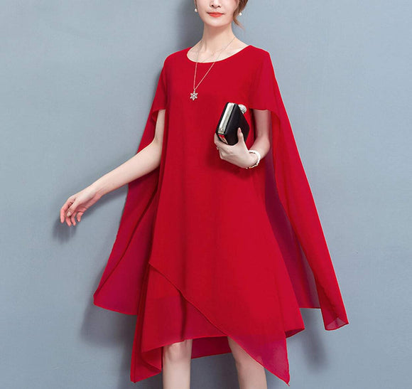 Womens Cape Style Chiffon Dress - Presidential Brand (R)