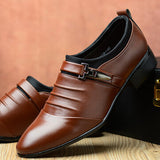 Men Solid Color Folds Comfy Microfiber Leather Non Slip Formal Shoes - Presidential Brand (R)