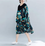 Womens Oversize Long Sleeve Geo Print Dress - Presidential Brand (R)