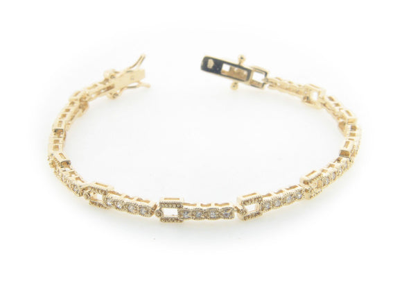 Sparkling Art Deco Bracelet in Gold Plated Sterling Silver, Box Safety Closure - Presidential Brand (R)