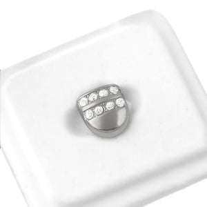 2 Row Ice Single Tooth Cap Grillz - Presidential Brand (R)