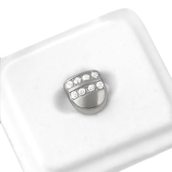 2 Row Ice Single Tooth Cap Grillz - Presidential Brand (R)