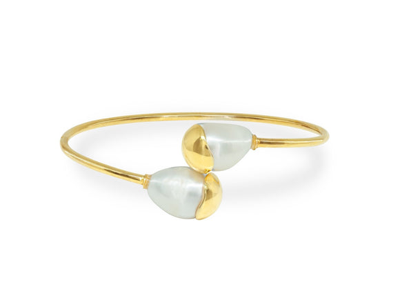 Gold Capped Pearl Ends Bangle - Presidential Brand (R)