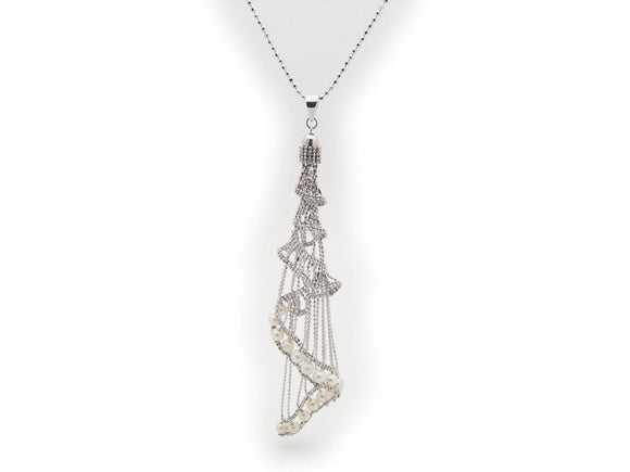 Swirling Pearls Silk Tassel Necklace - Presidential Brand (R)