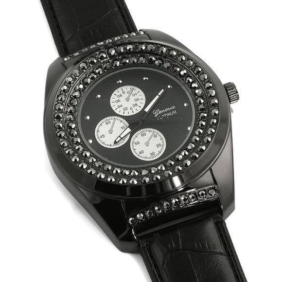Deep Black Iced Out Watch - Presidential Brand (R)