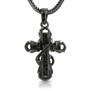 Black Ribbon Cross Pendant Chain Small - Presidential Brand (R)