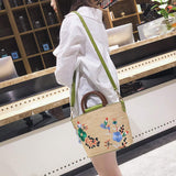 Embroidered Straw Crossbody Bag - Presidential Brand (R)