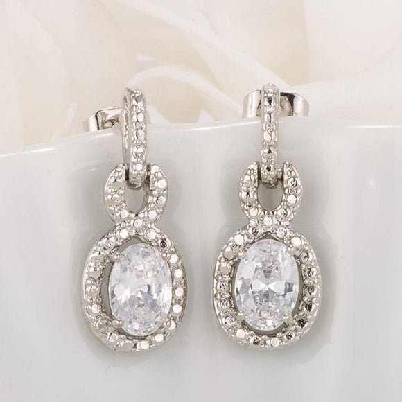 Antique Oval Clear CZ Drop Earrings - Presidential Brand (R)