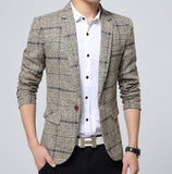 Mens Navy Plaid Blazer - Presidential Brand (R)