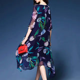 Womens Uneven Floral Chiffon Dress - Presidential Brand (R)